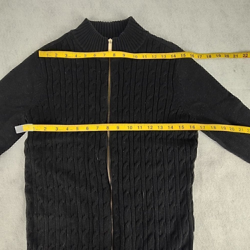 Charter Club Women's Cotton Blend No Pocket Full Zip Black Sweater Size Large - Picture 7 of 12
